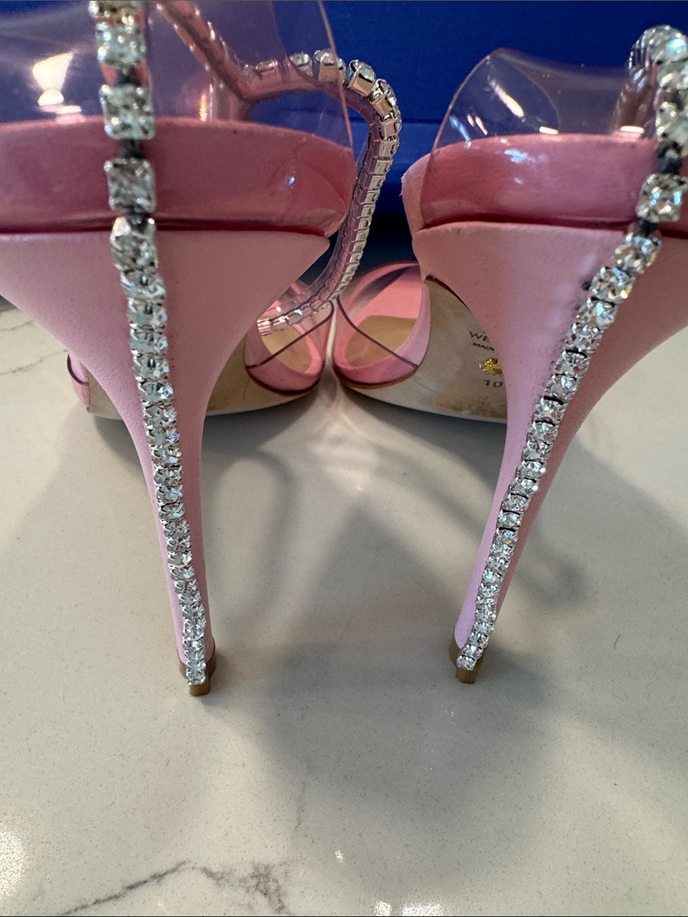 Stuart Weitzman Pink Crystal-Ankle PVC Pointed-Toe Pumps 10 - Picture 3 of 10